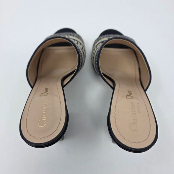 Christian Dior Dway Embroidered Heeled Mule Slides Blue IT 36.5 US 6.5 - Picture 8 of 15